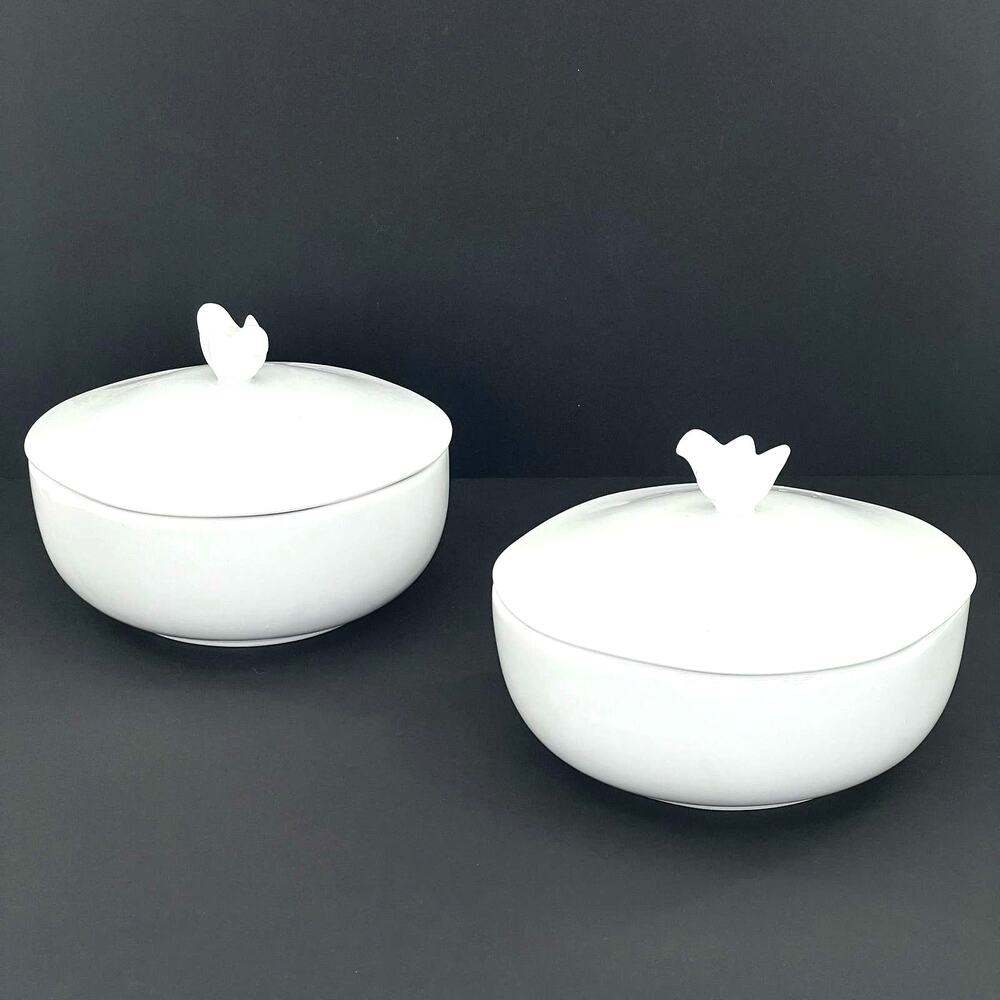 Pottery Barn Great White Dove Collection Serving Bowl With Lid with Bird